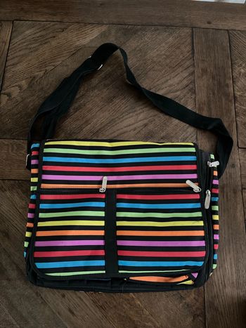Sac cartable rayures multicolores