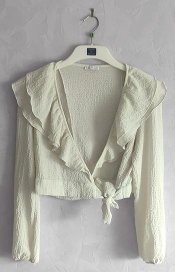 Haut cache-cœur blanc Bershka – taille L – style bohème