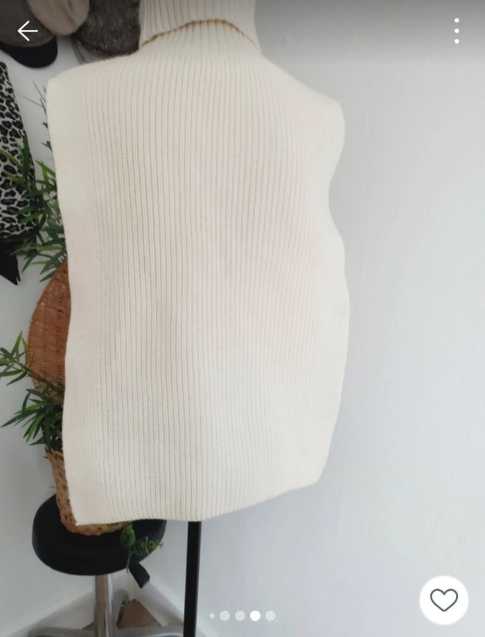 Pull col roulé sans manches en maille crème H&M Taille unique - photo numéro 5