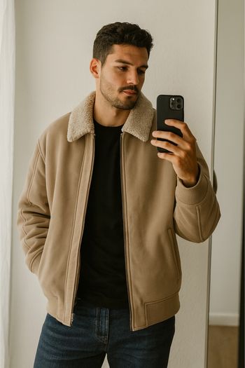 Manteau veste effet daim kiabi XL homme beige