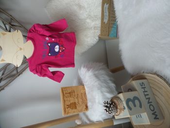 Jolie t shirt manche longue Mon ptit cœur chat rose Tissaia bébé fille 3 mois