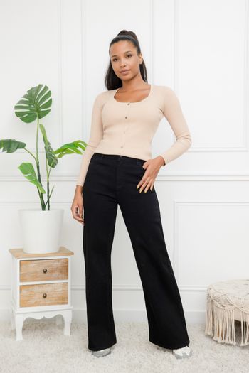 Jeans wide leg noir taille 48