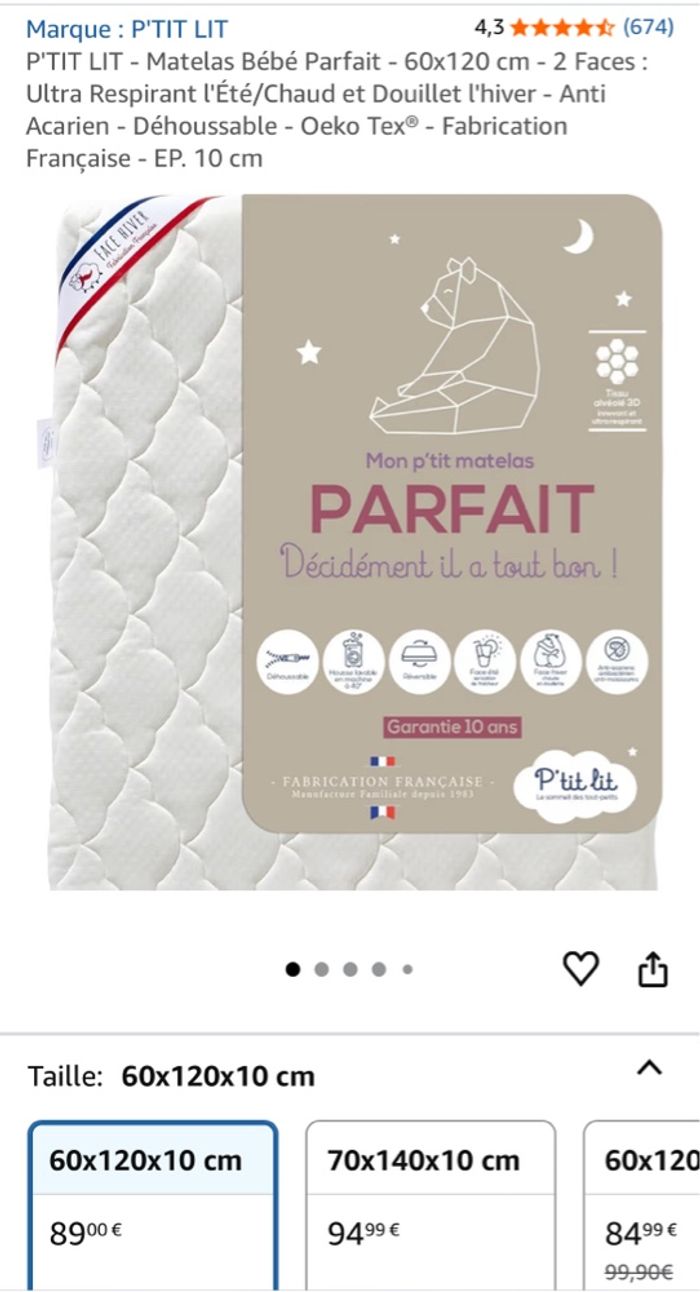 Matelas bébé P’IT Lit - Parfait 120x60 - photo numéro 5