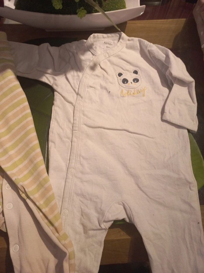 Lot2 pyjamas 6 mois bébé garçon coton ouverture devant - photo numéro 3