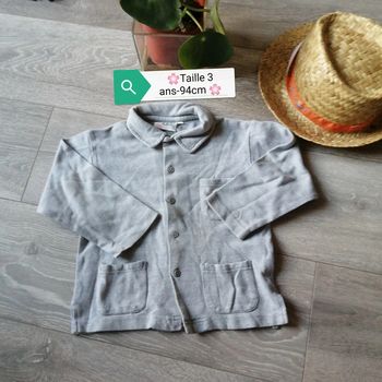 🌸Tee-shirt gris boutonné manches longues Taille 3 ans "Tout compte fait" 🌸