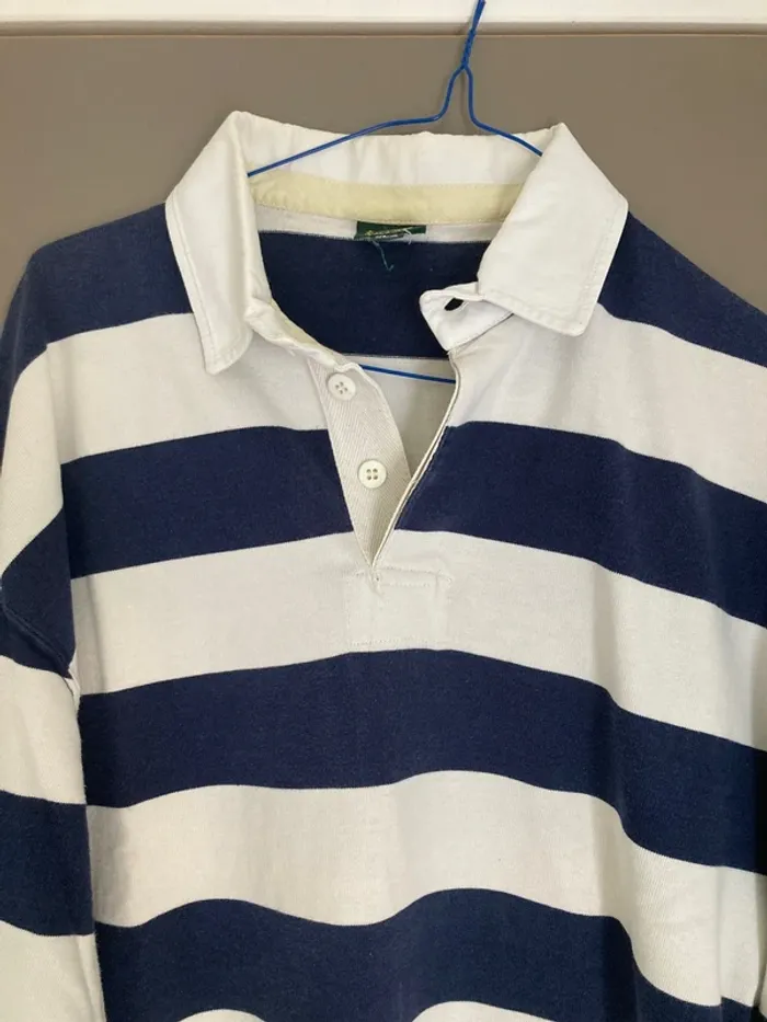 Polo homme manches longues rayé blanc et bleu marine XL Bruce Field - photo numéro 2