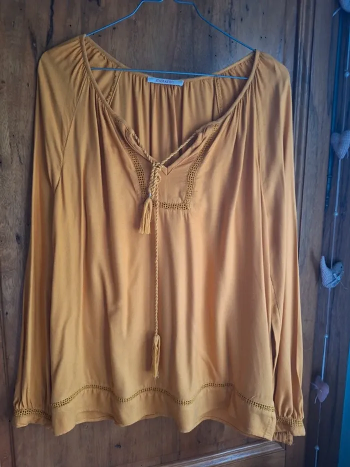 Blouse bohème moutarde - photo numéro 4