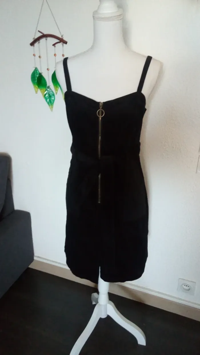 coton noire côtelé Robe - photo numéro 2