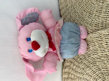 doudou peluche chien rose bleu vichy toile parachute gerca