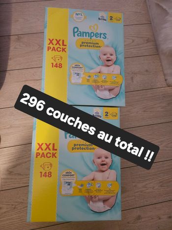 Lot de 2 packs XXL de couches pampers premium protection taille 2