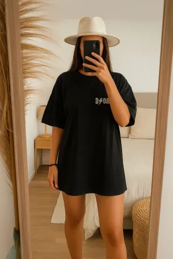 T-shirt oversize noir logo