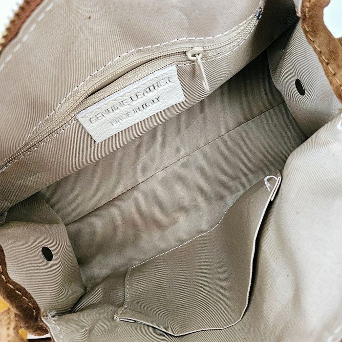 🇮🇹Sac a main 100% Cuir  Daim Camel verapelle🇮🇹 The genuine leather neuf avec Bandoulière - photo numéro 7