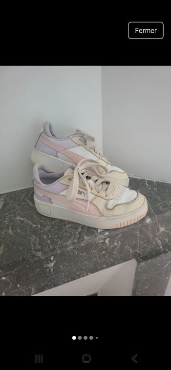 Basket Puma beige blanche rose et violet taille 36