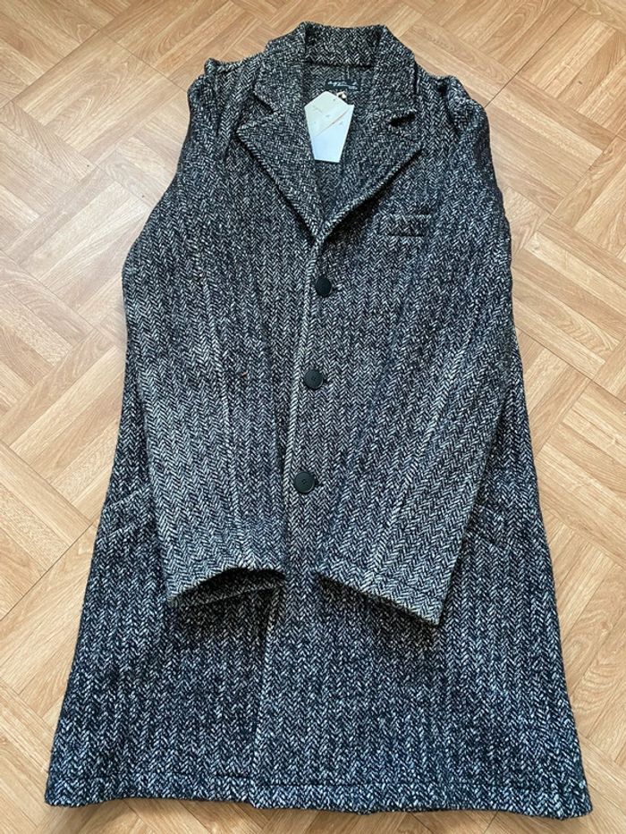 Manteau veste long en laine gris et noir Agnès B (NEUF) - photo numéro 2