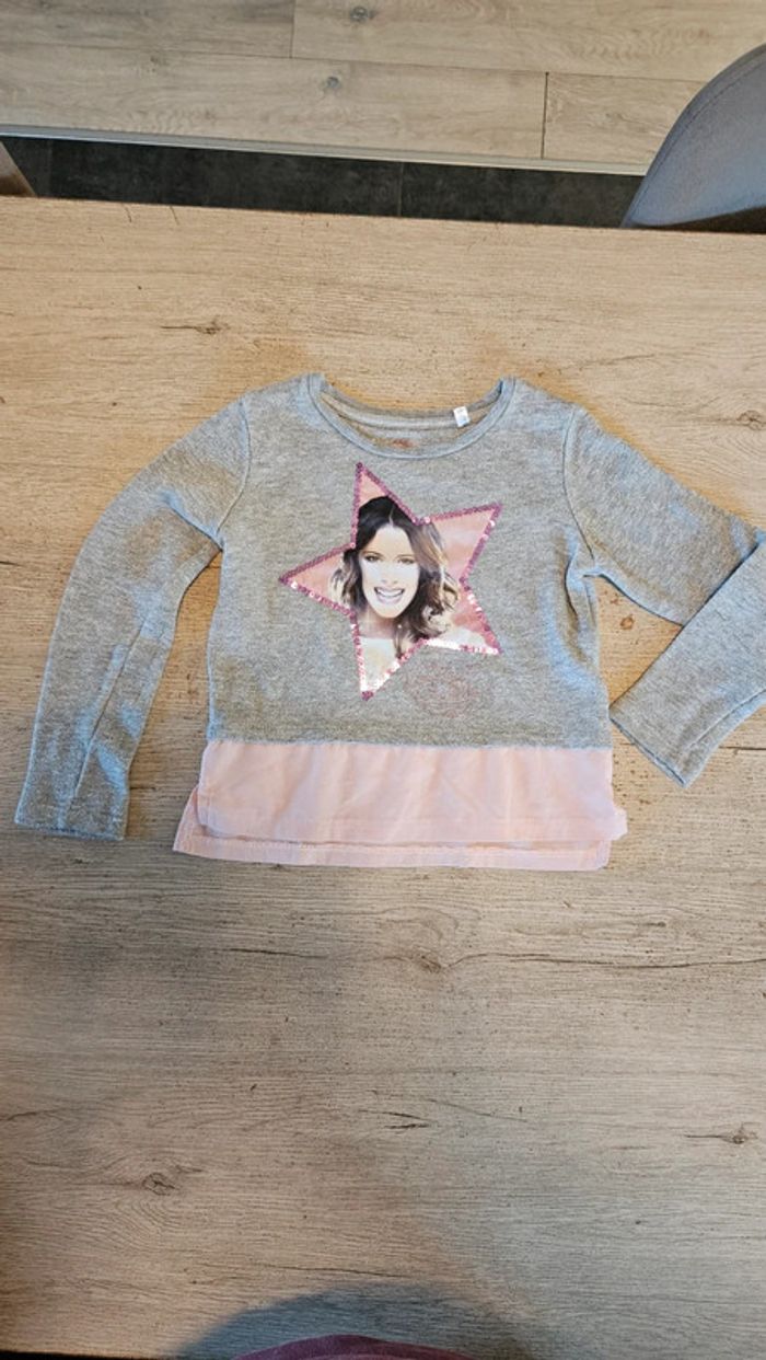 Pull léger à manches longues, gris clair, Disney, Violetta, 8 ans