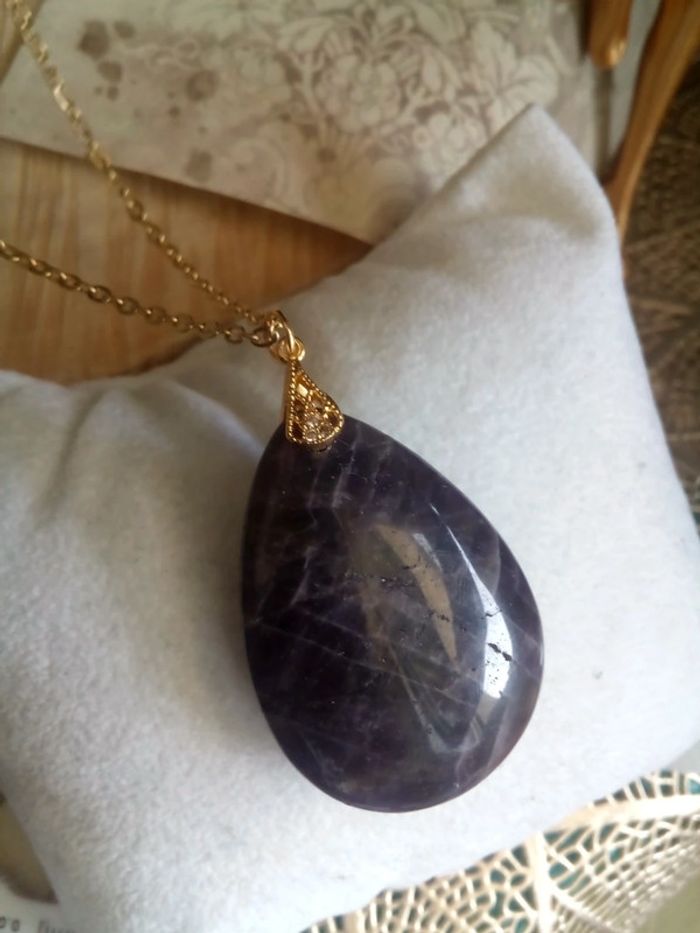 collier avec pierre d'améthyste 💜. - photo numéro 6