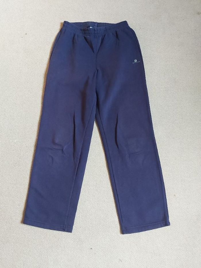 Pantalon de sport doublé polaire bleu marine 12 ans - Domyos