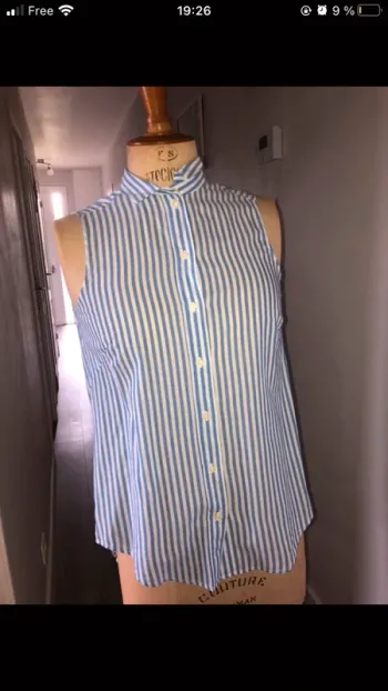 chemise longue femme a rayures bleu et blanc (XS / Femme)