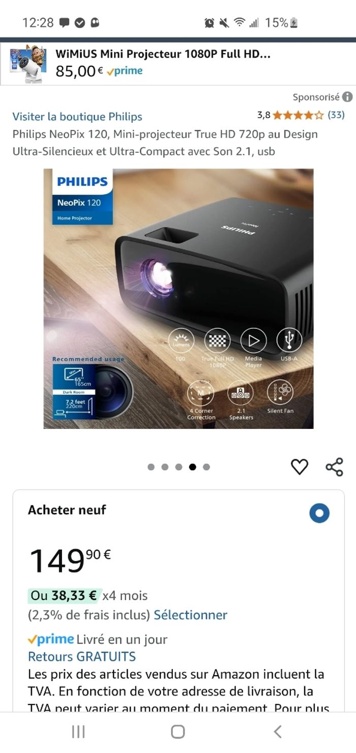 Vidéo Projecteur PHILIPS Neopix 120. - photo numéro 4