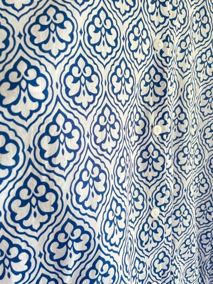 Robe blanche à motif bleu Zara - photo numéro 4