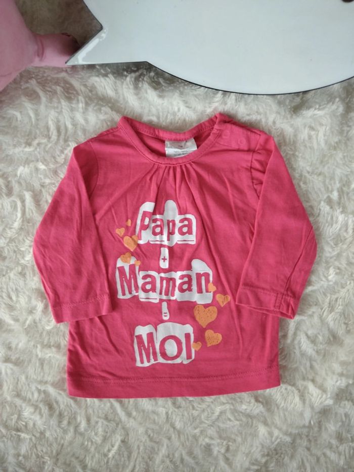 Tee shirt chemise manches longues Fille 3 mois "Papa+Maman=Moi" Kitchoun 100% coton - photo numéro 2