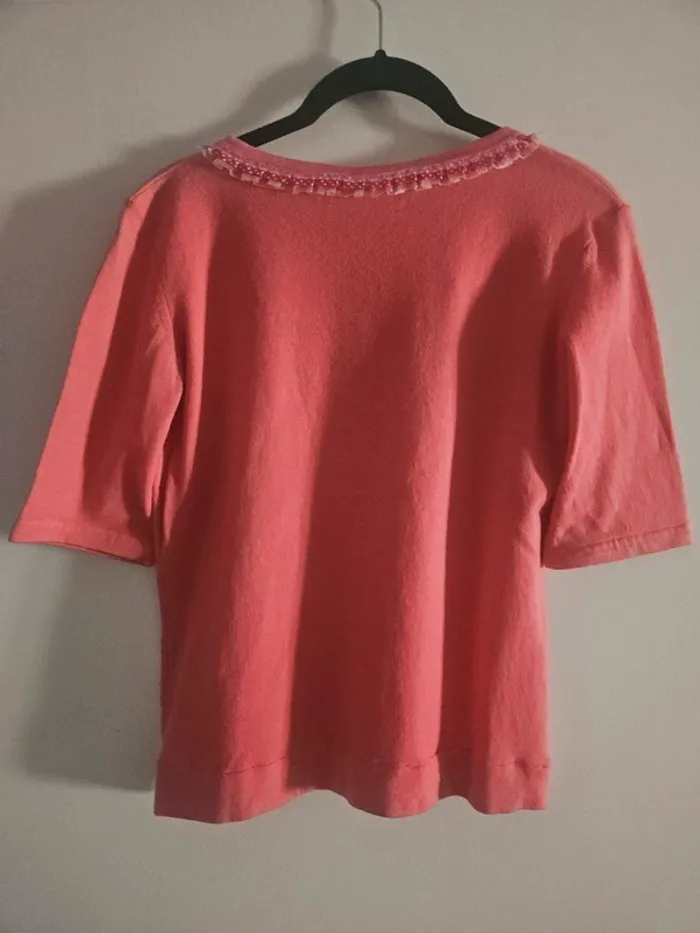Pull rose vintage col Claudine en laine Mérinos T.38 - photo numéro 5