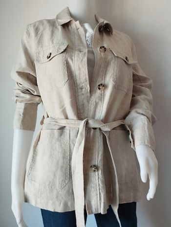 Veste Caroll taille 38 avec ceinture 100%lin