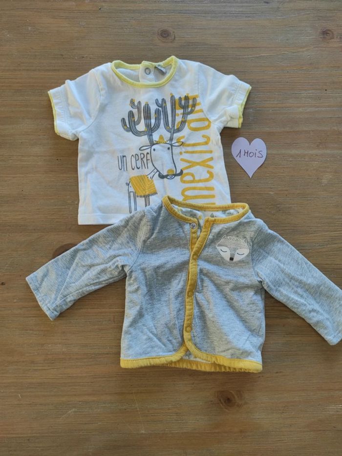 Ensemble gilet et t-shirt mixte 1 mois