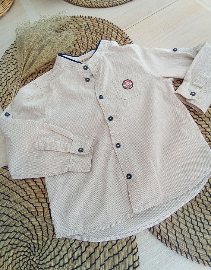 Chemise tons beige manches longues réglables Obaibi taille 3 ans