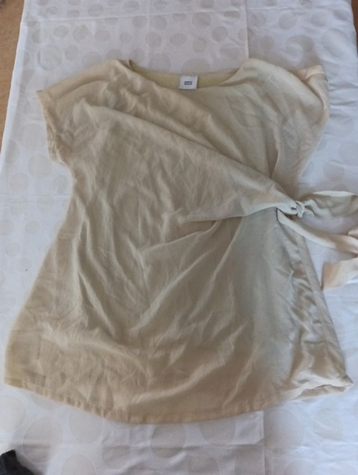 Tee shirt blouse femme manches courtes Mama Licious taille M a nouer cintrée