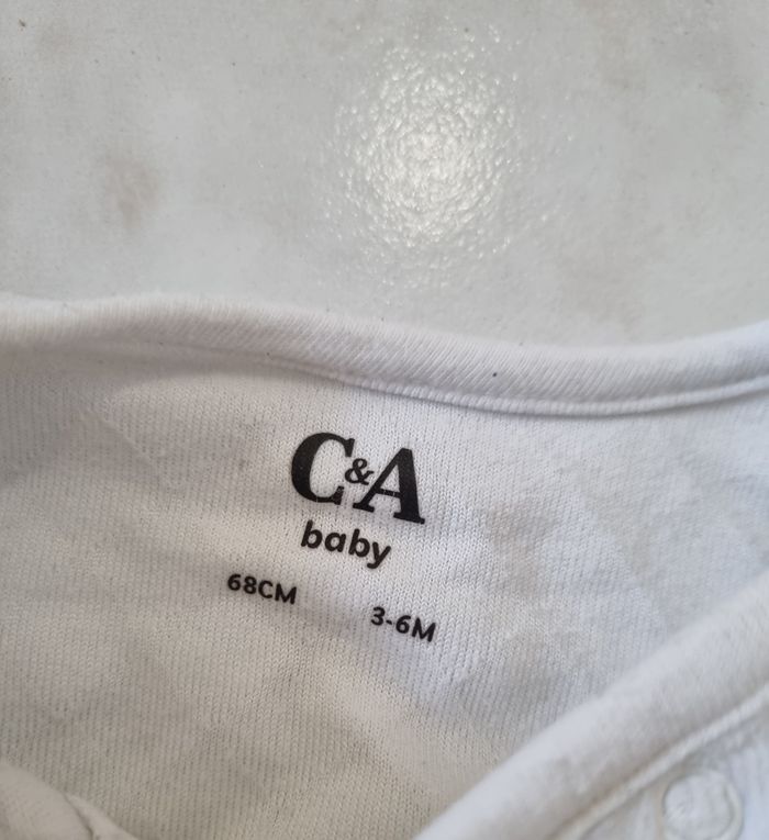 pyjama blanc hiver bébé C&A mixte taille 6 mois - photo numéro 2