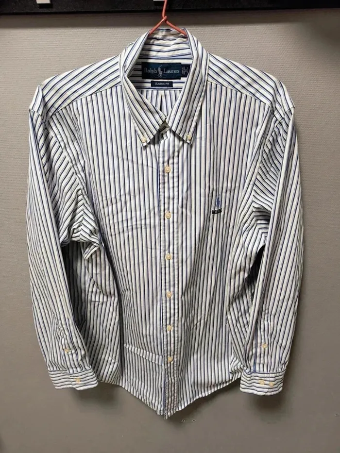 Chemise Ralph Lauren rayée bleu/blanc – Classic Fit – Vintage Y2K - photo numéro 7