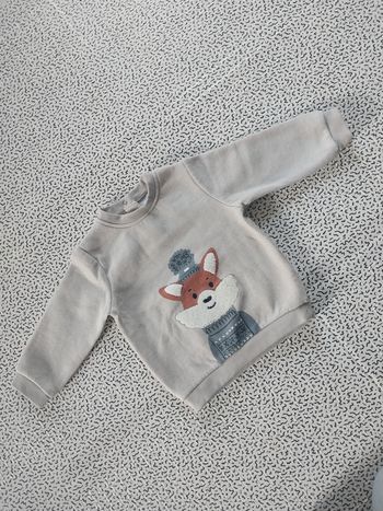 Sweat bébé renard  Vertbaudet 12 mois gris pull chaud hiver mixte