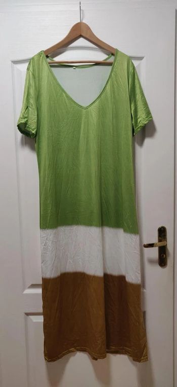 Robe longue tie & dye vert blanc marron 46