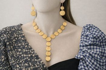 Parure de bijoux médaillons doré, neuf