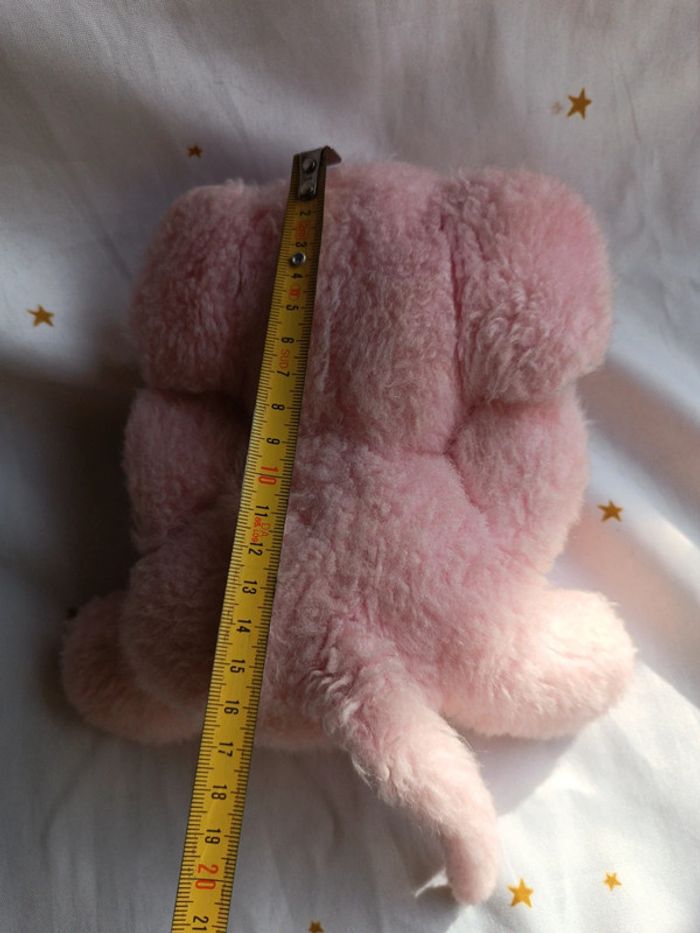 Petite peluche small doudou plush éléphant souris mouse rose pink ajena vintage vtg boulgom hochet - photo numéro 13