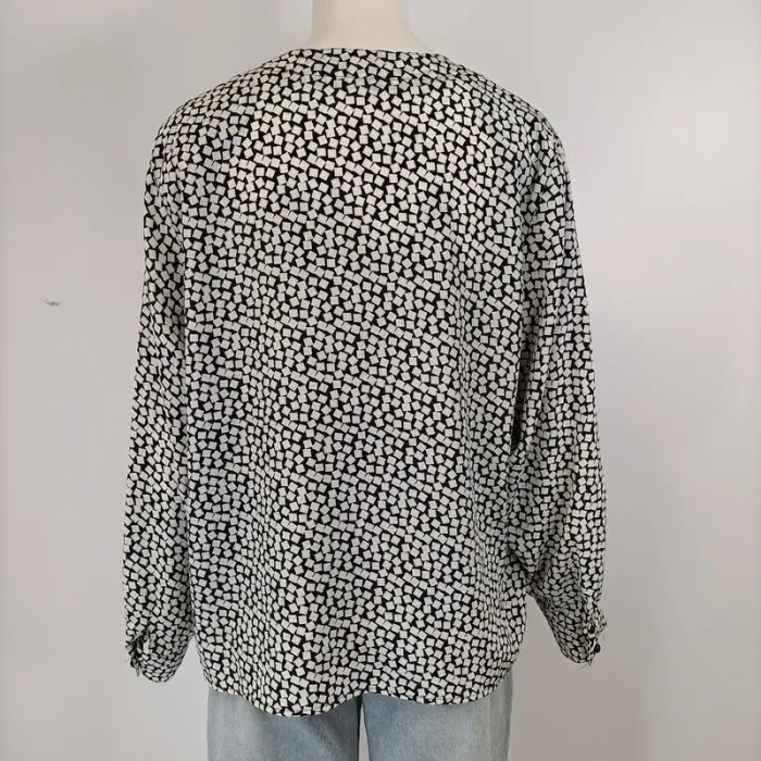 Blouse noir et blanc à carrés vintage old school Lenvol Paris made in france L/42 estimé A330 - photo numéro 4