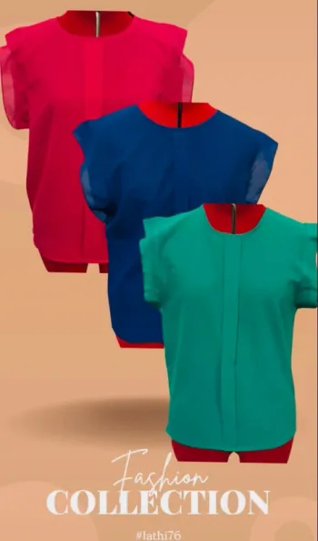 Lot 3 blouses élégantes manches courtes avec volants M/38