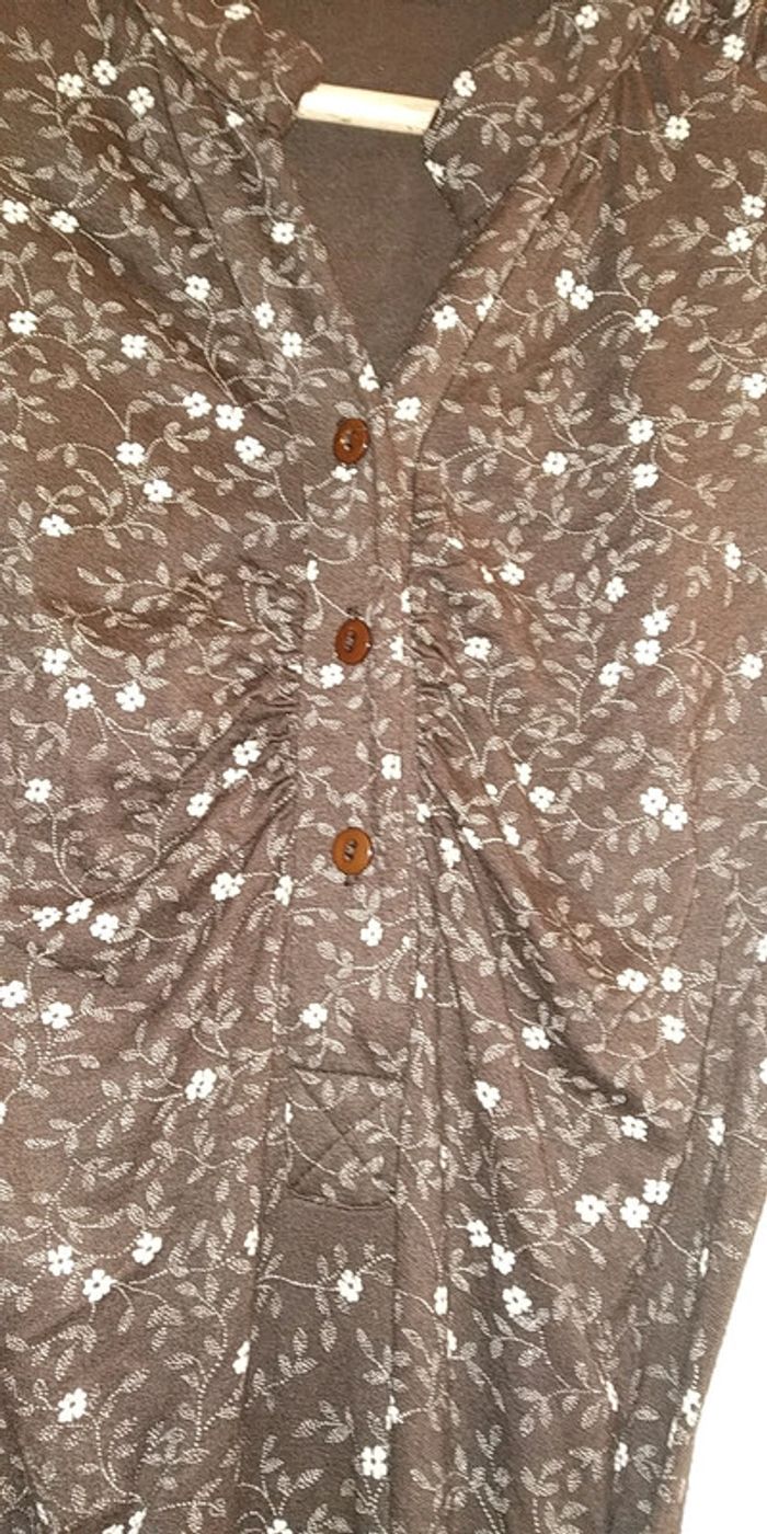 Magnifique robe marron à fleurs t S - photo numéro 3