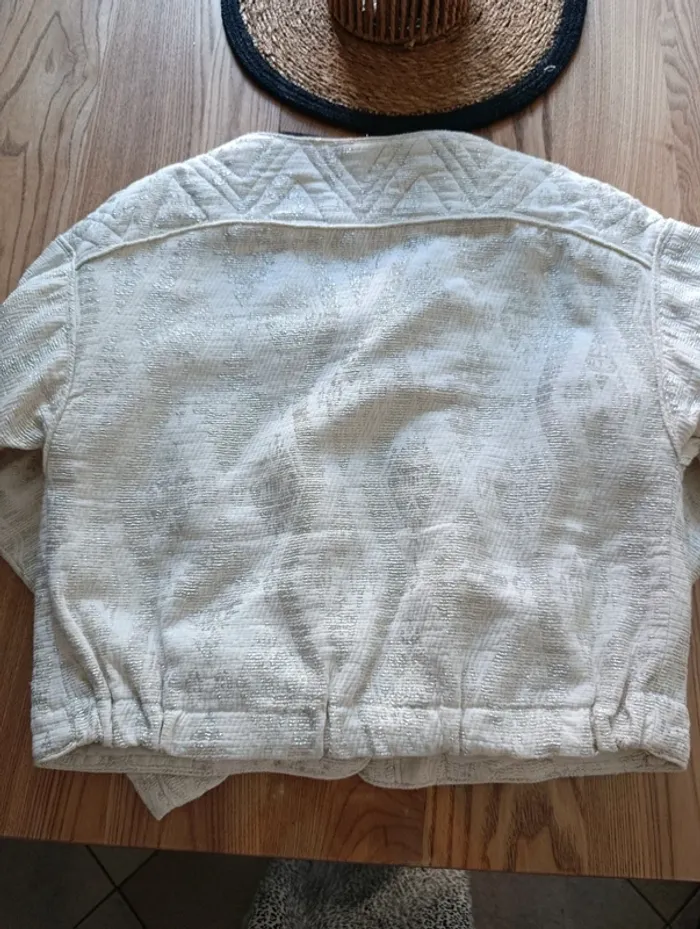 Veste beige avec filaments argentés Zara M - photo numéro 2