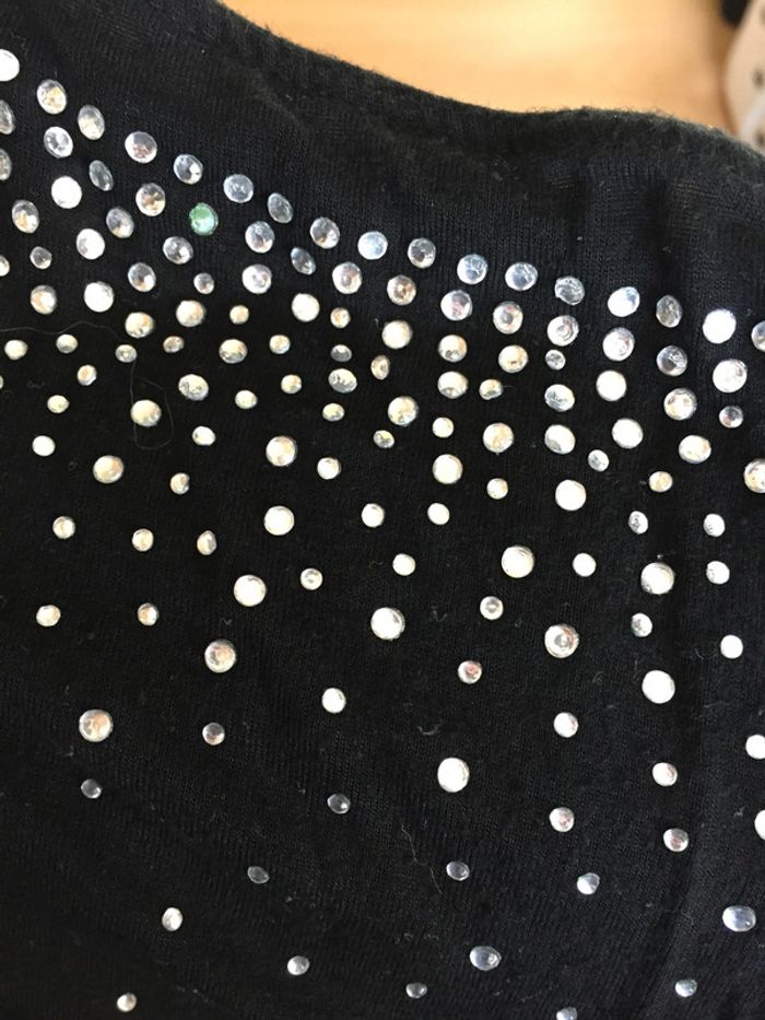 Top sans bretelles noir à strass One Love Taille M - photo numéro 2