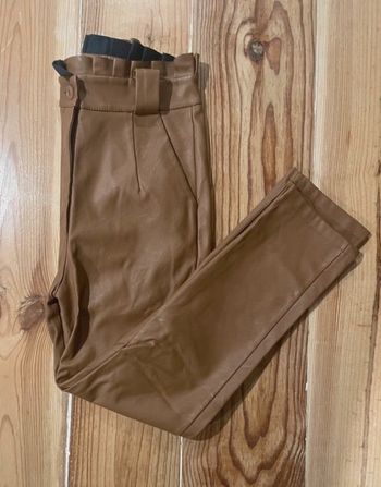 Pantalon marron similicuir cuir taille haute taille S