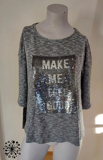 Sweat haut  gris argenté T 36