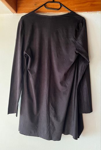 Long gilet manche longue aspect simili cuir