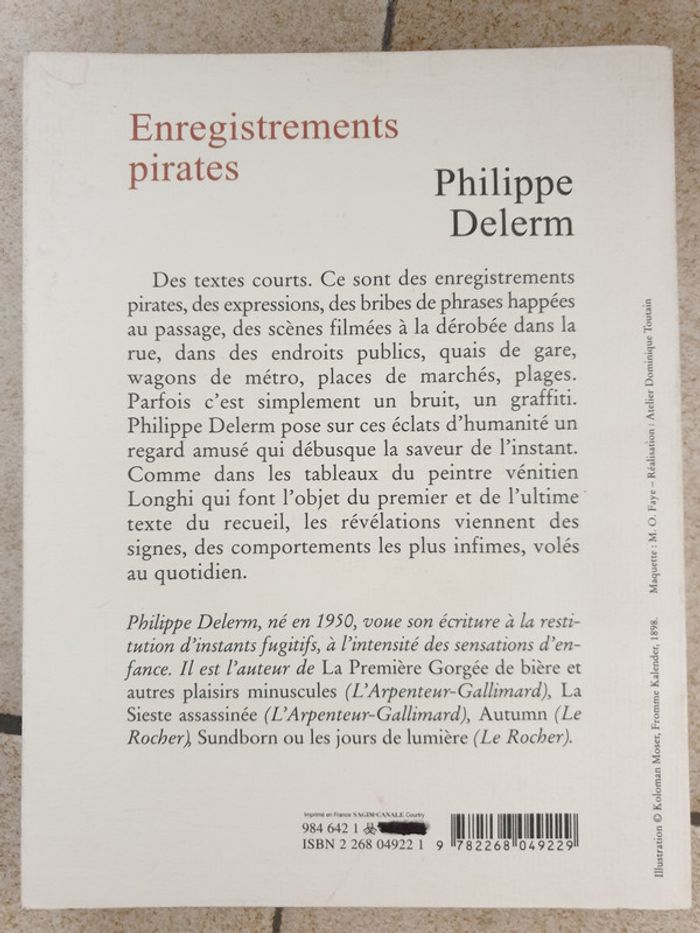 Livre Enregistrements Pirates de philippe delerm - photo numéro 2