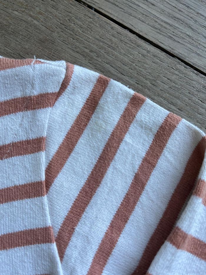 Robe rayée ocre et blanc Petit Bateau 4 ans - photo numéro 3