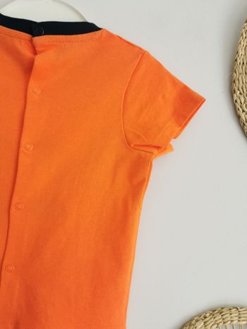 Tee-shirt animaux qui courent orange Obaïbi 6 Mois