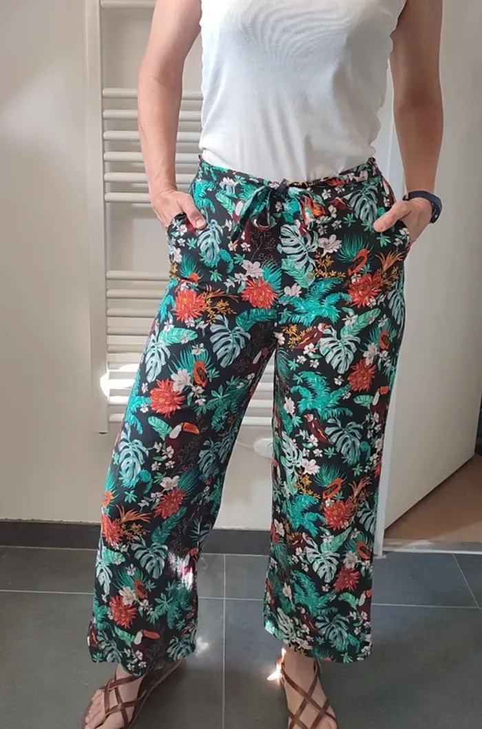 Pantalon palazzo fleuri s/m - photo numéro 3