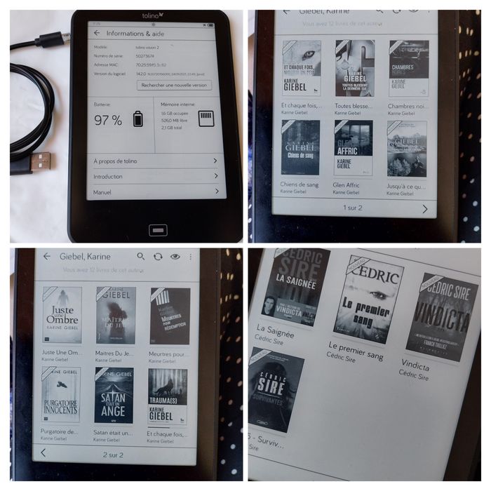 Liseuse Tolino Vision 2 avec plus de 1850 ebooks thriller/policiers/suspenses - photo numéro 4