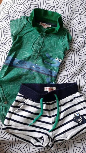 Ensemble DPAM body vert et short rayé 3M